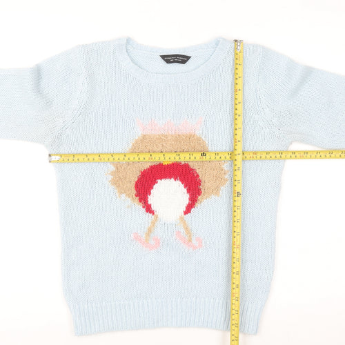 Dorothy Perkins Women’s Blue Christmas Robin Jumper Size 10