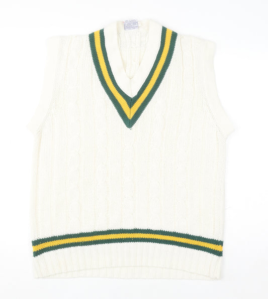Test Men's Ivory Cable-Knit Cricket Vest Jumper XL