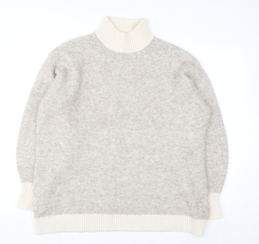 Marks and Spencer Women Beige Roll Neck Knit Jumper Size L