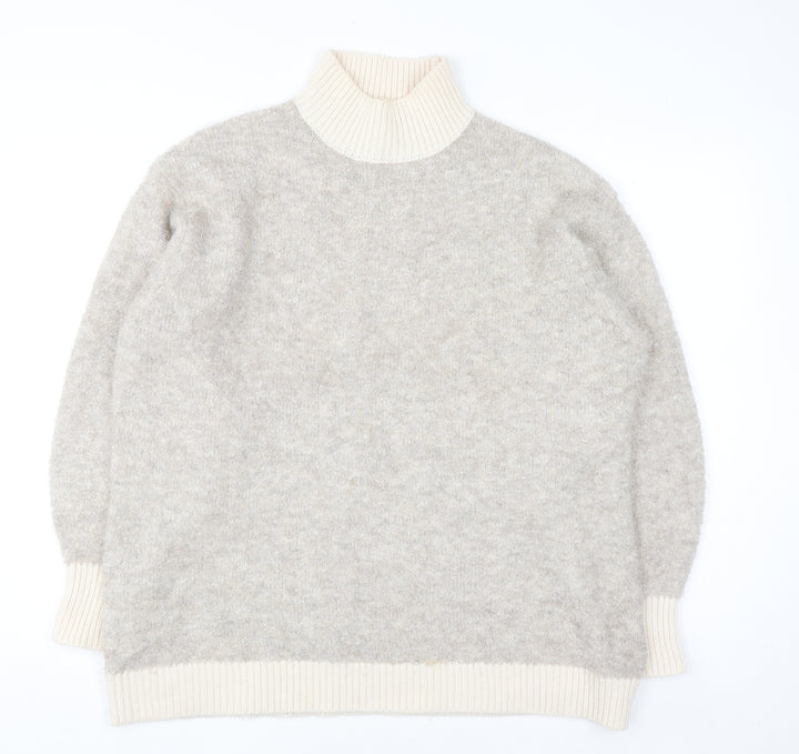 Marks and Spencer Women Beige Roll Neck Knit Jumper Size L