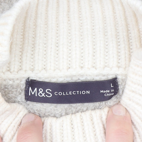 Marks and Spencer Women Beige Roll Neck Knit Jumper Size L