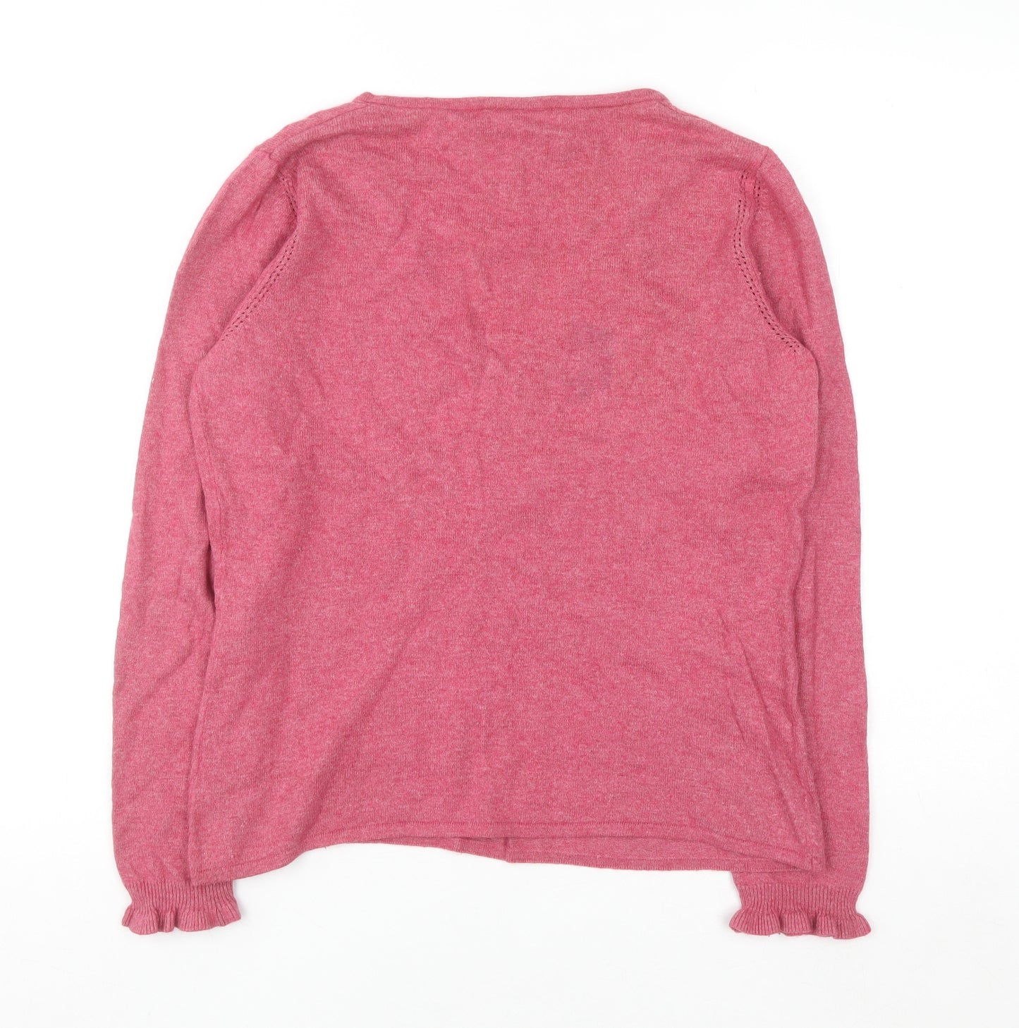 Principles Women Pink V-Neck Henley Jumper Size 16 Cotton Blend