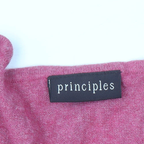 Principles Women Pink V-Neck Henley Jumper Size 16 Cotton Blend