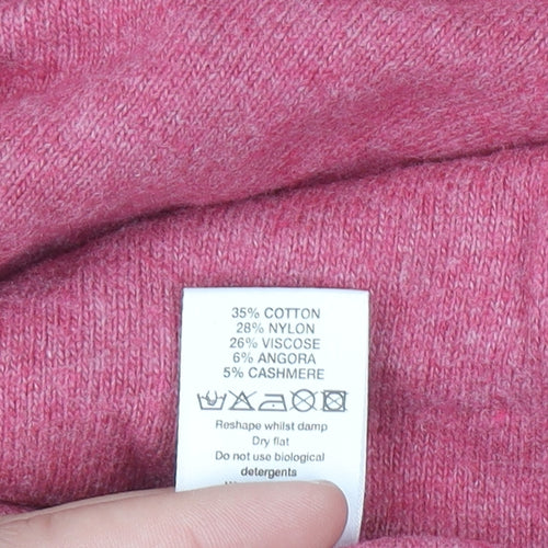 Principles Women Pink V-Neck Henley Jumper Size 16 Cotton Blend