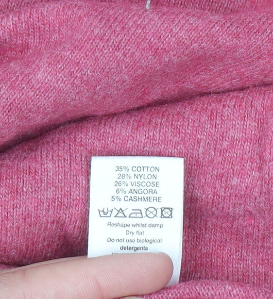 Principles Women Pink V-Neck Henley Jumper Size 16 Cotton Blend
