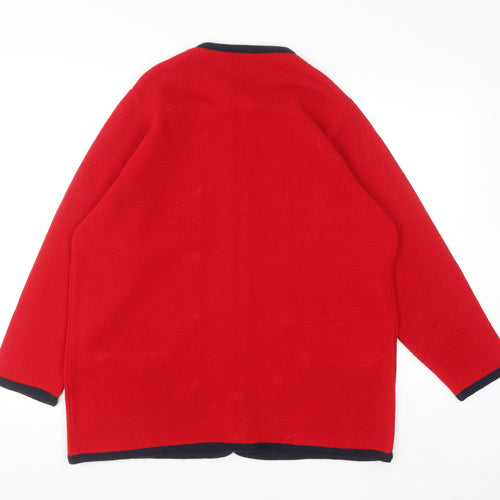 Errebe Womens Red Acrylic Knit Cardigan M Crew Neck Vintage Style