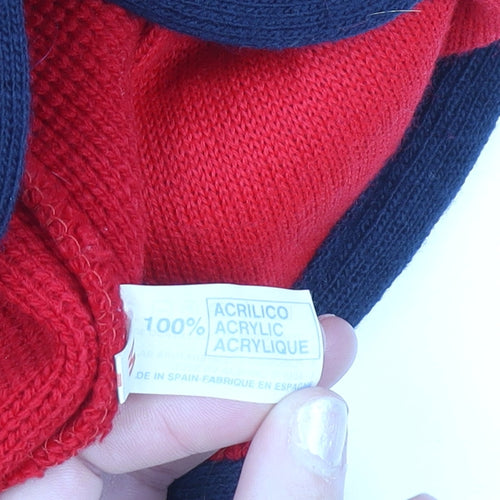 Errebe Womens Red Acrylic Knit Cardigan M Crew Neck Vintage Style