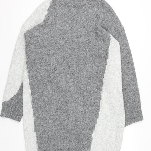 Topshop Women’s Grey Colourblock Knit Jumper Dress M