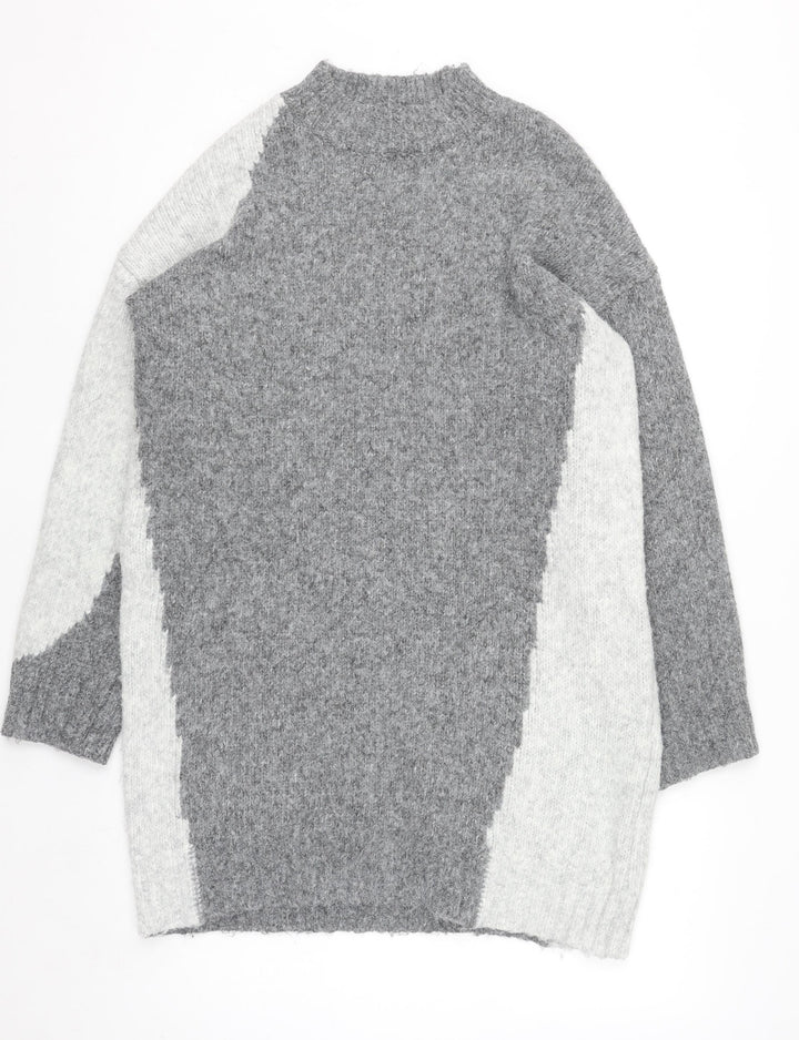 Topshop Women’s Grey Colourblock Knit Jumper Dress M