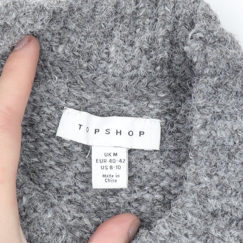 Topshop Women’s Grey Colourblock Knit Jumper Dress M