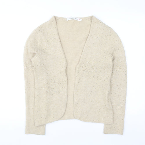 Fenn Wright Manson Women Beige Sequin Angora Wool Cardigan S