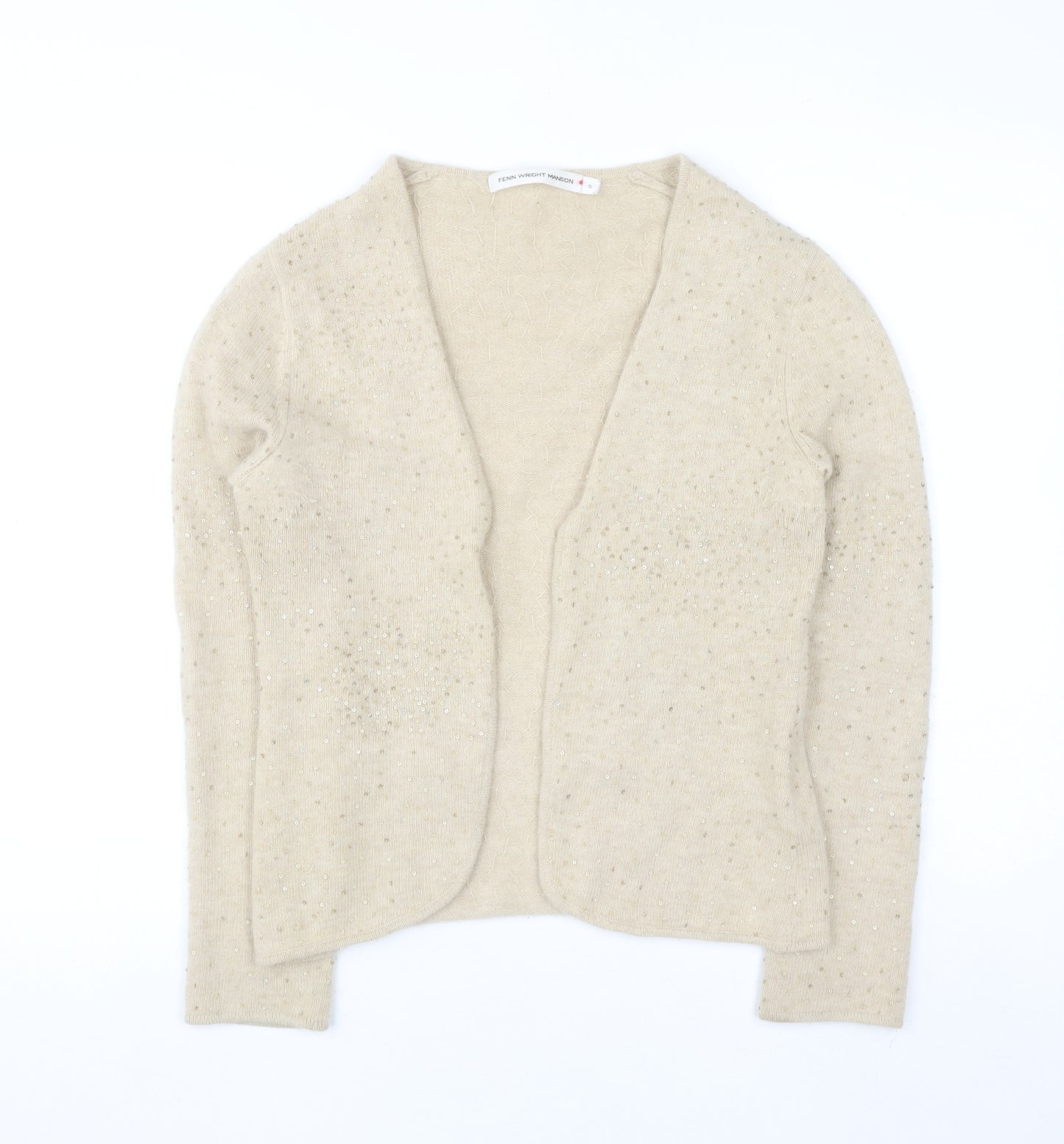 Fenn Wright Manson Women Beige Sequin Angora Wool Cardigan S