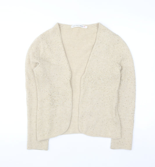 Fenn Wright Manson Women Beige Sequin Angora Wool Cardigan S