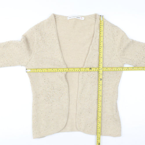 Fenn Wright Manson Women Beige Sequin Angora Wool Cardigan S