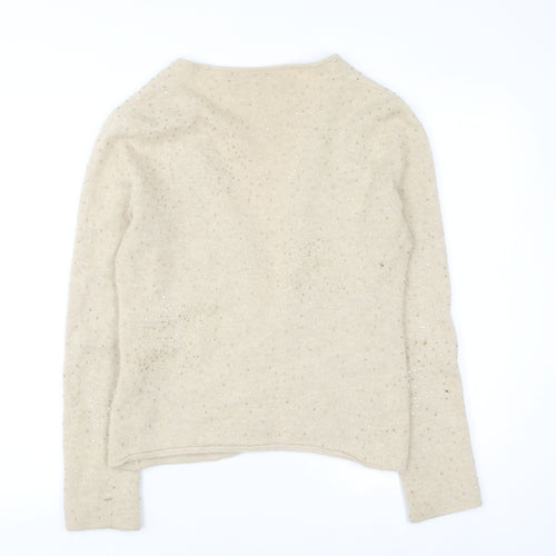 Fenn Wright Manson Women Beige Sequin Angora Wool Cardigan S