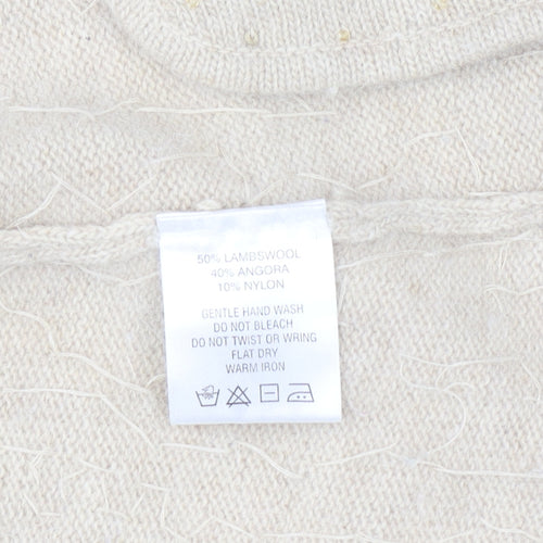 Fenn Wright Manson Women Beige Sequin Angora Wool Cardigan S