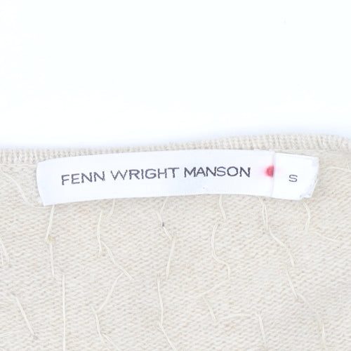 Fenn Wright Manson Women Beige Sequin Angora Wool Cardigan S