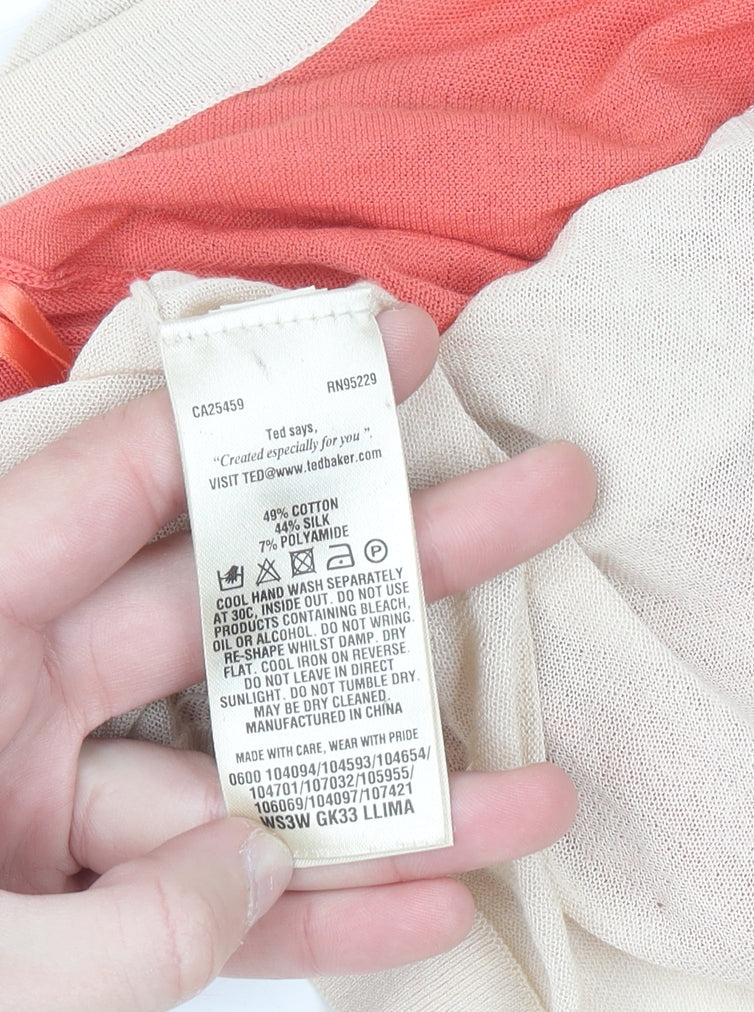 Ted Baker Women's Pink Beige Crew Neck Cardigan Size 10