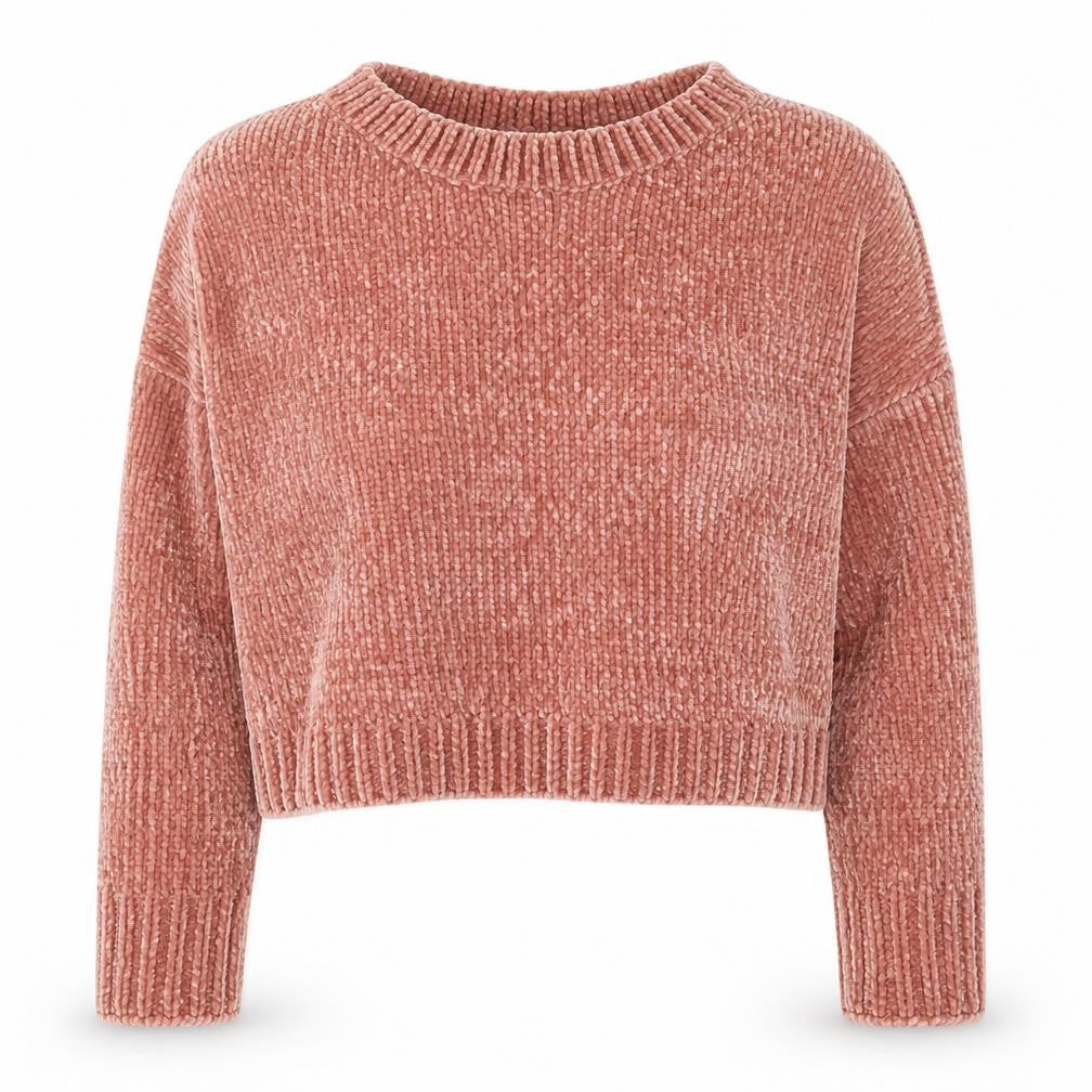 Front view of Only women’s rust chenille knit cropped jumper, size S