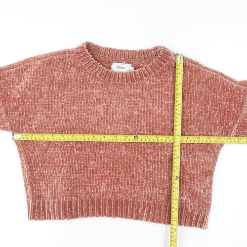 ONLY Womens Rust Chenille Knit Cropped Jumper Size S
