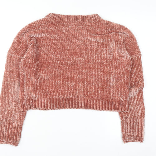 ONLY Womens Rust Chenille Knit Cropped Jumper Size S