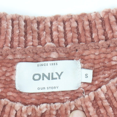 ONLY Womens Rust Chenille Knit Cropped Jumper Size S