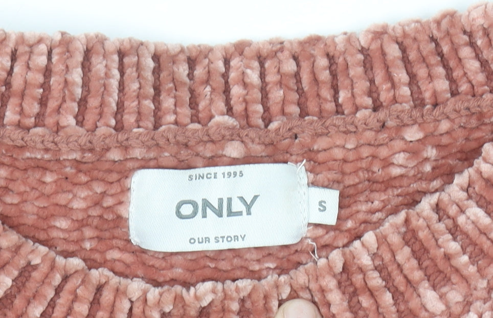 ONLY Womens Rust Chenille Knit Cropped Jumper Size S