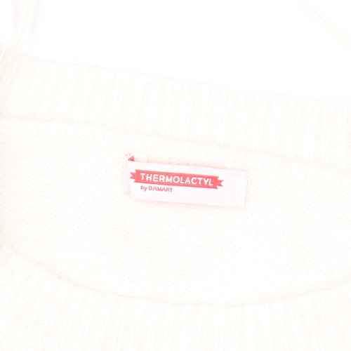 Damart Women Ivory Fair Isle Crew Neck Pullover Jumper L Wool Blend