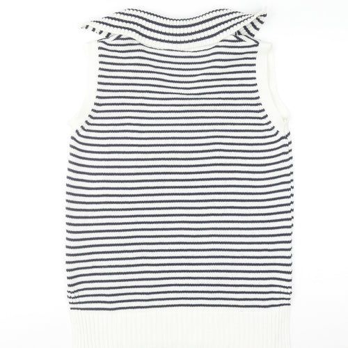 White Stuff Women's Blue Striped Sleeveless Knit Vest Jumper UK 8