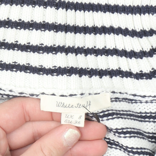 White Stuff Women's Blue Striped Sleeveless Knit Vest Jumper UK 8