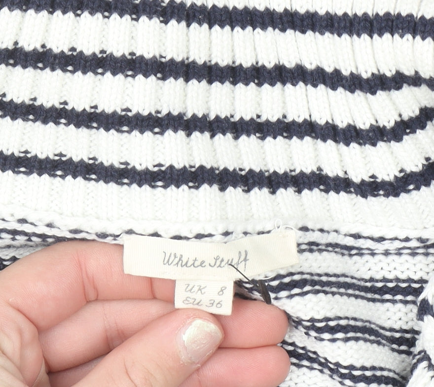 White Stuff Women's Blue Striped Sleeveless Knit Vest Jumper UK 8