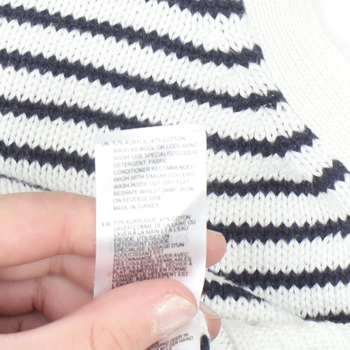 White Stuff Women's Blue Striped Sleeveless Knit Vest Jumper UK 8