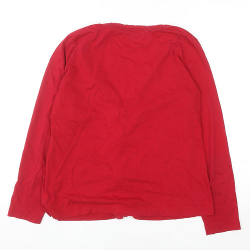Lands' End Women's Red Button-Up Long Sleeve Cotton Top Size M