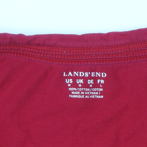 Lands' End Women's Red Button-Up Long Sleeve Cotton Top Size M