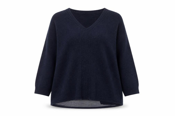 Monsoon Women Blue Wool Blend Tunic V-Neck Long Sleeve Blouse UK 10