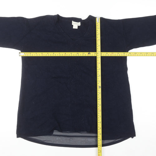 Monsoon Women Blue Wool Blend Tunic V-Neck Long Sleeve Blouse UK 10