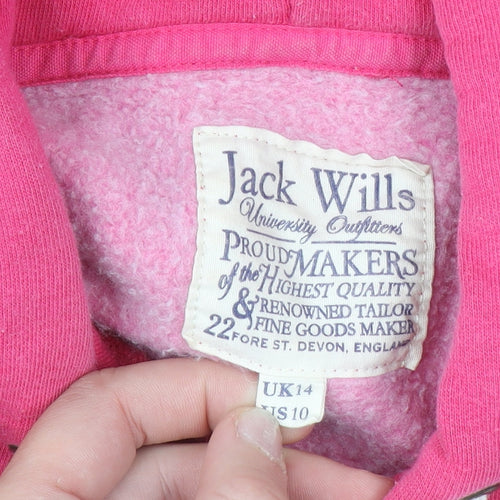 Jack Wills Womens Pink Pullover Hoodie Size 14 Cotton Blend University Style