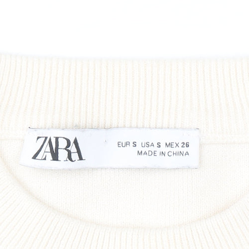 ZARA Women’s Black White Striped Crew Neck Knit Jumper Size S