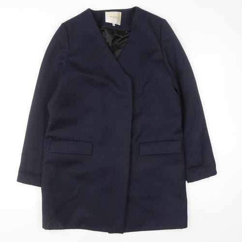 SELECTED FEMME Women’s Blue Wool Blend Mid-Length Overcoat Size 10
