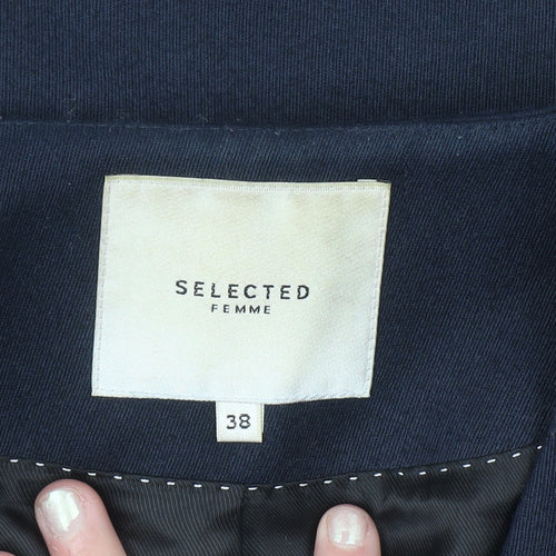 SELECTED FEMME Women’s Blue Wool Blend Mid-Length Overcoat Size 10