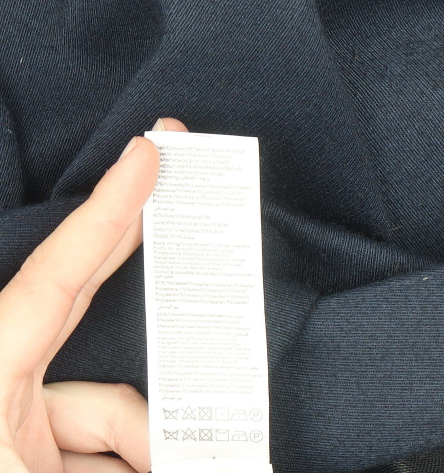 SELECTED FEMME Women’s Blue Wool Blend Mid-Length Overcoat Size 10