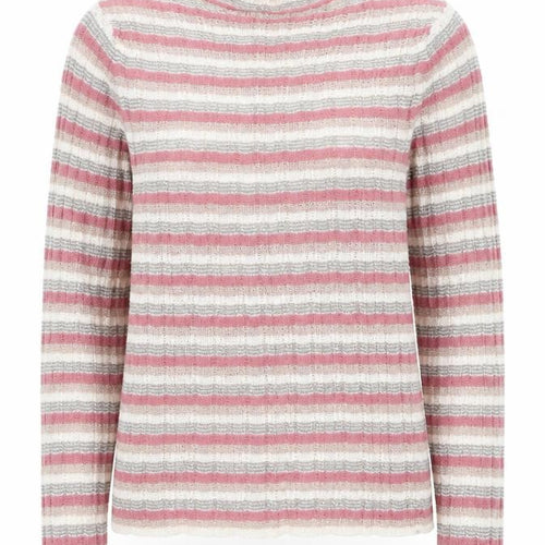 Next Women’s Pink Striped Mock Neck Knit Top Size 10 Long Sleeve