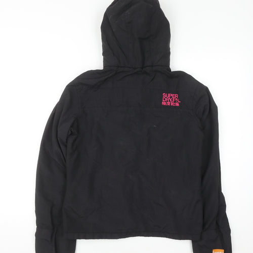 Superdry Women Black Hooded Puffer Jacket M Water Resistant