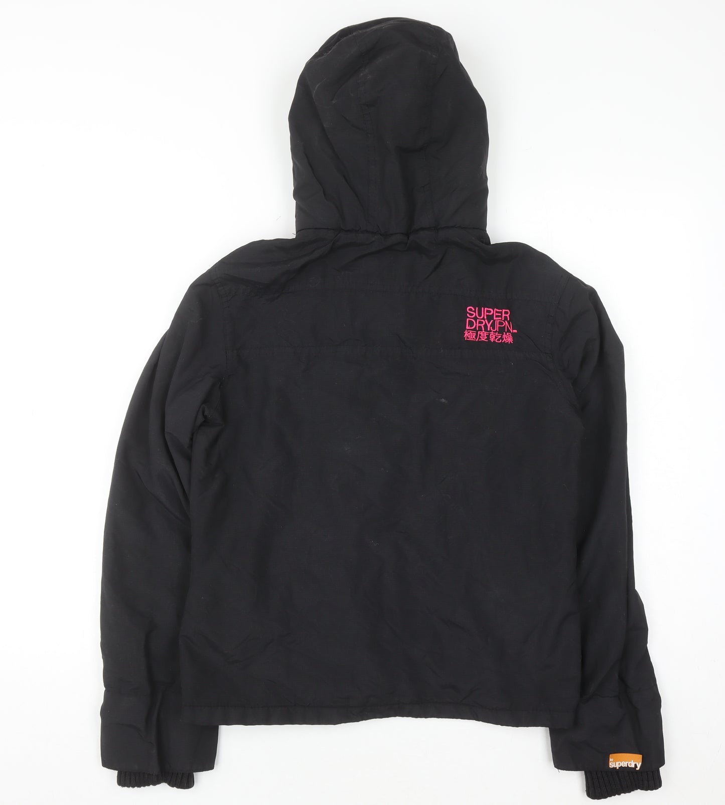 Superdry Women Black Hooded Puffer Jacket M Water Resistant