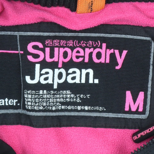 Superdry Women Black Hooded Puffer Jacket M Water Resistant