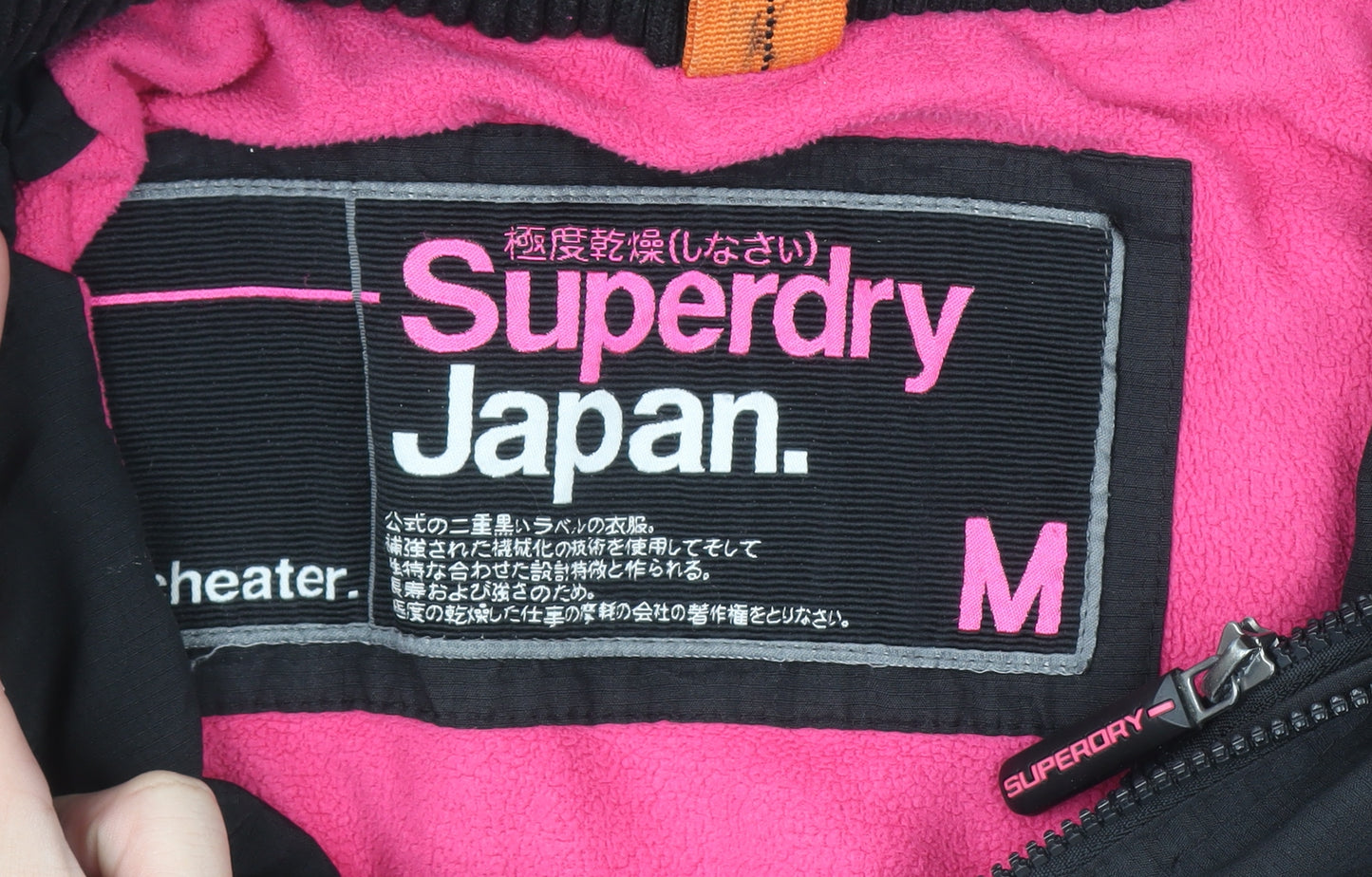 Superdry Women Black Hooded Puffer Jacket M Water Resistant
