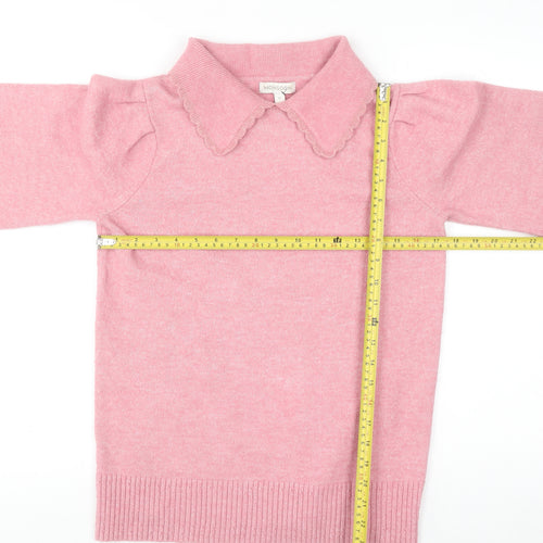 Monsoon Women's Pink Collared Floral Knit Jumper Size S