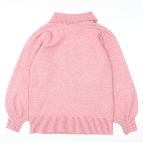 Monsoon Women's Pink Collared Floral Knit Jumper Size S