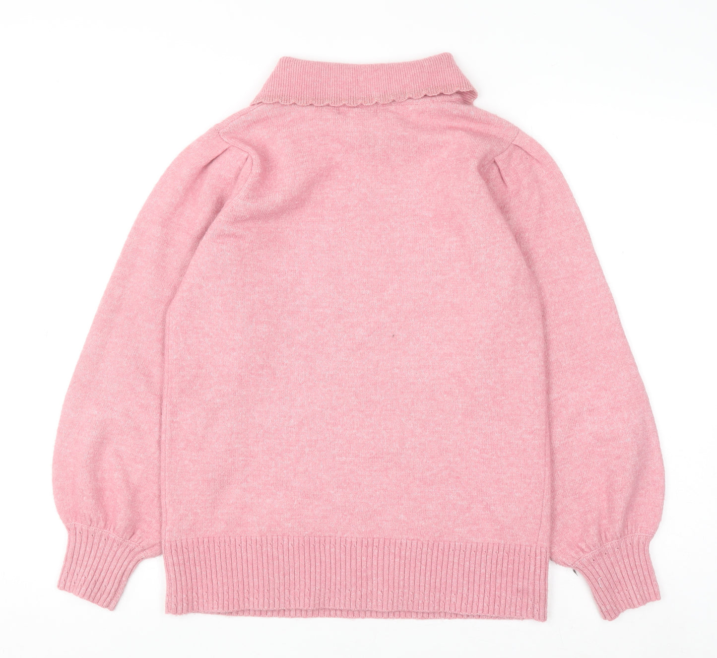 Monsoon Women's Pink Collared Floral Knit Jumper Size S