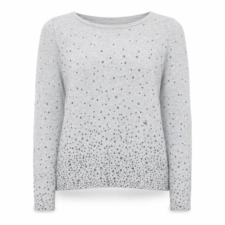 Monsoon Women Grey Star Knit Long Sleeve Crew Neck Blouse Size 12